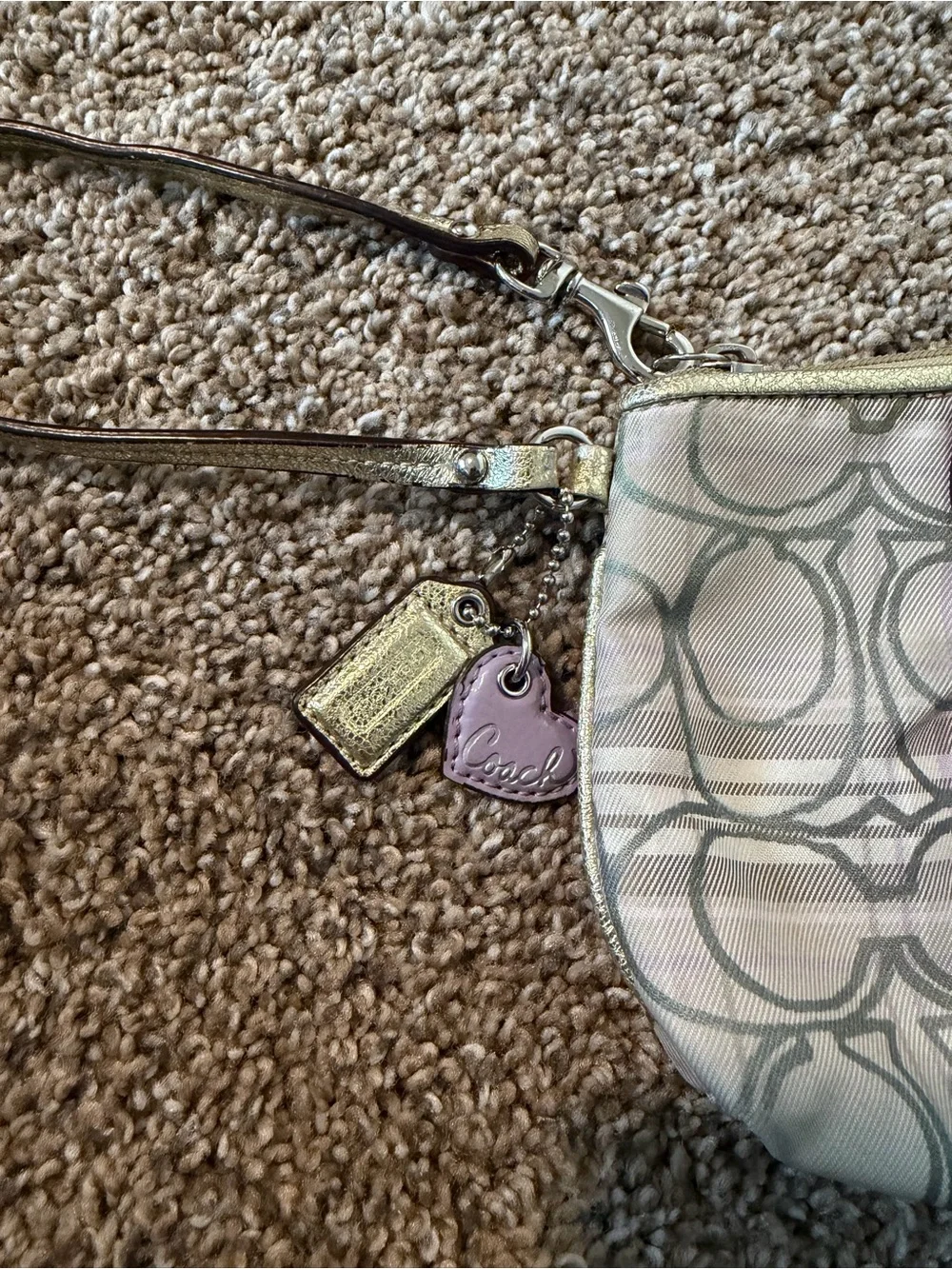 COACH Tartan CC Logo Silver/ Multi-Color Large Wristlet #F47145